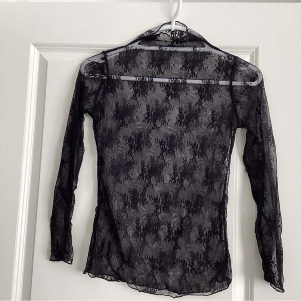 Elaborate Black Lace Long Sleeve Top - Size S - NIB